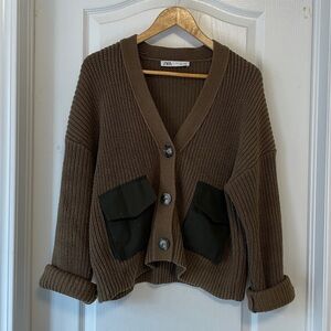 Oversized Chunky Knit Utility Cardigan